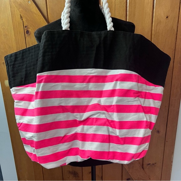 Victoria's Secret Pink and White Striped Canvas Tote - Picture 2 of 11